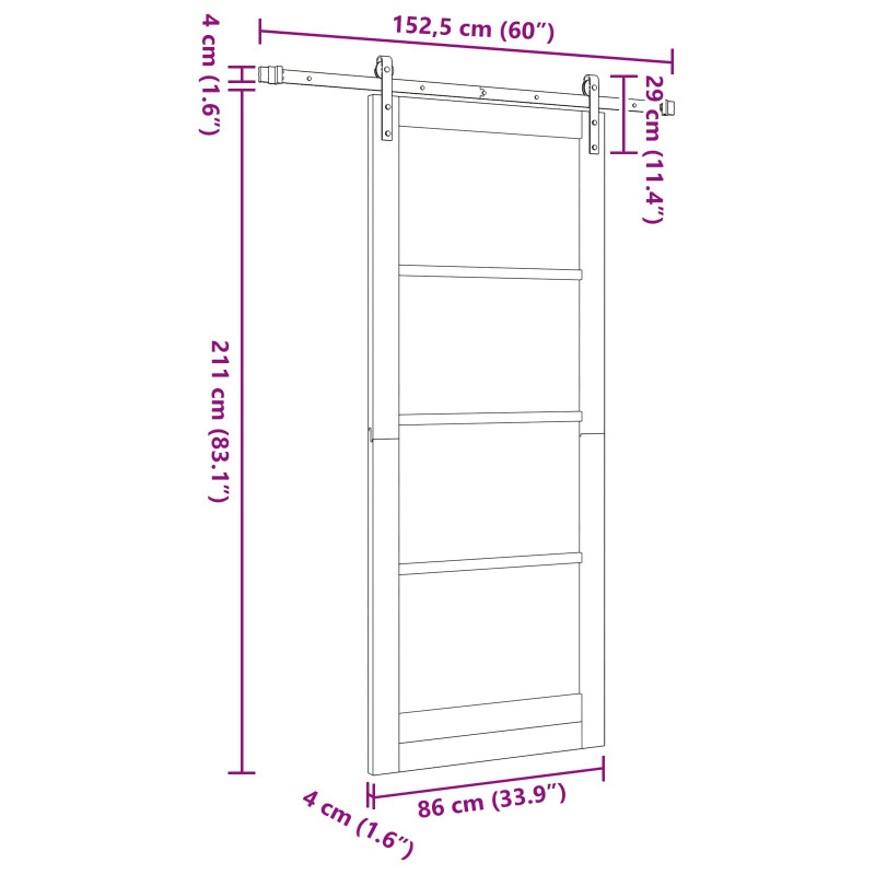 Drzwi przesuwne naturalny 86 x 211 cm Lite drewno sosnowe