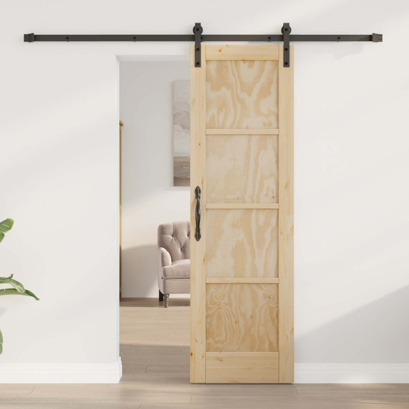 Drzwi przesuwne naturalny 61 x 198,5 cm Lite drewno sosnowe