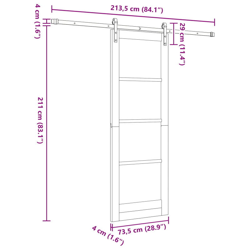 Drzwi przesuwne naturalny 73,5 x 211 cm Lite drewno sosnowe