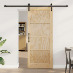 Drzwi przesuwne naturalny 83 x 202 cm Lite drewno sosnowe