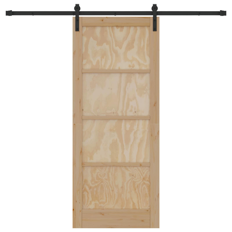Drzwi przesuwne naturalny 83 x 202 cm Lite drewno sosnowe