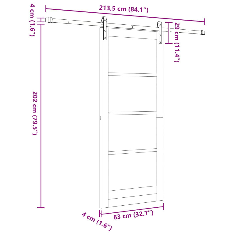 Drzwi przesuwne naturalny 83 x 202 cm Lite drewno sosnowe