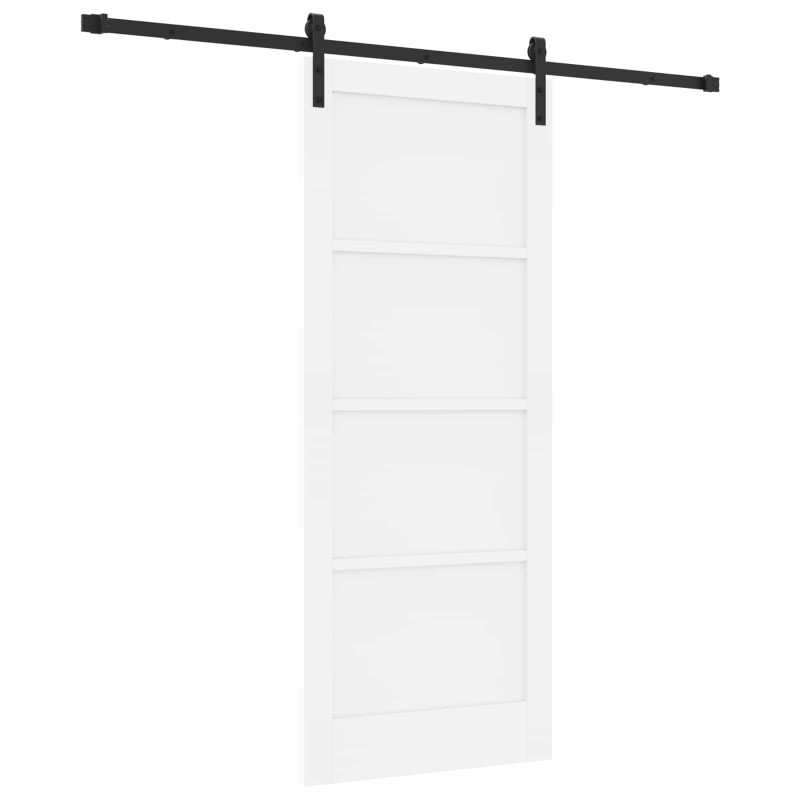Drzwi przesuwne Biały 83 x 202 cm Lite drewno sosnowe