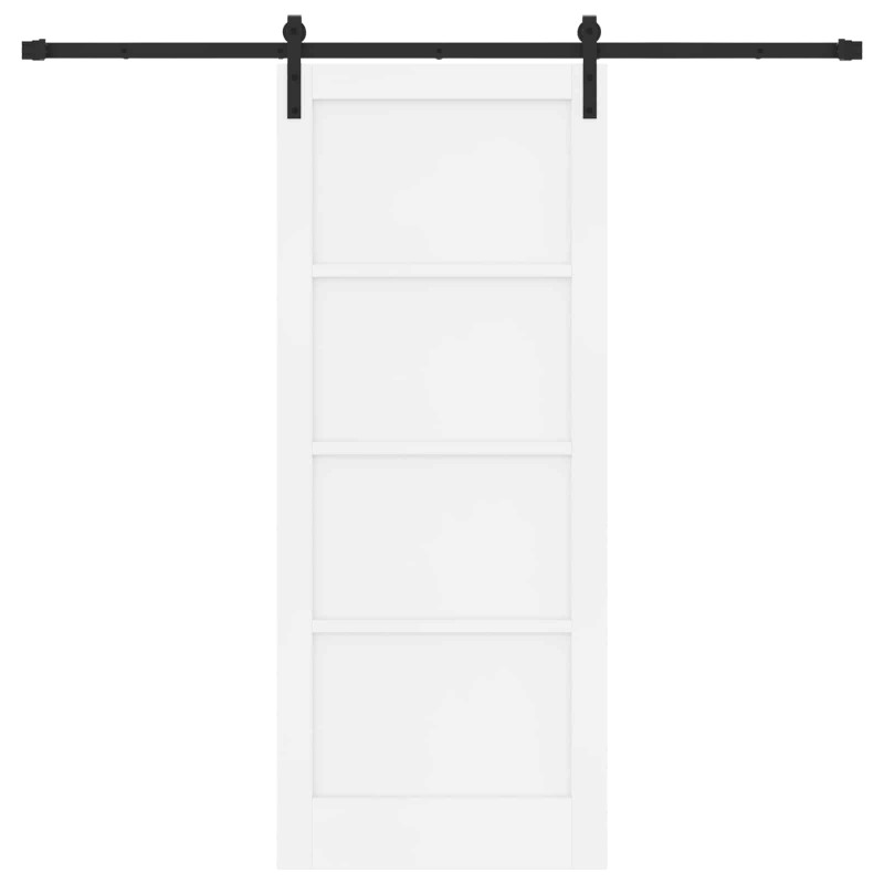 Drzwi przesuwne Biały 83 x 202 cm Lite drewno sosnowe