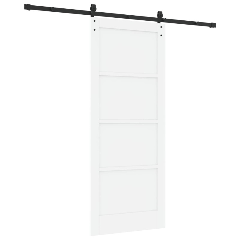 Drzwi przesuwne Biały 83 x 202 cm Lite drewno sosnowe