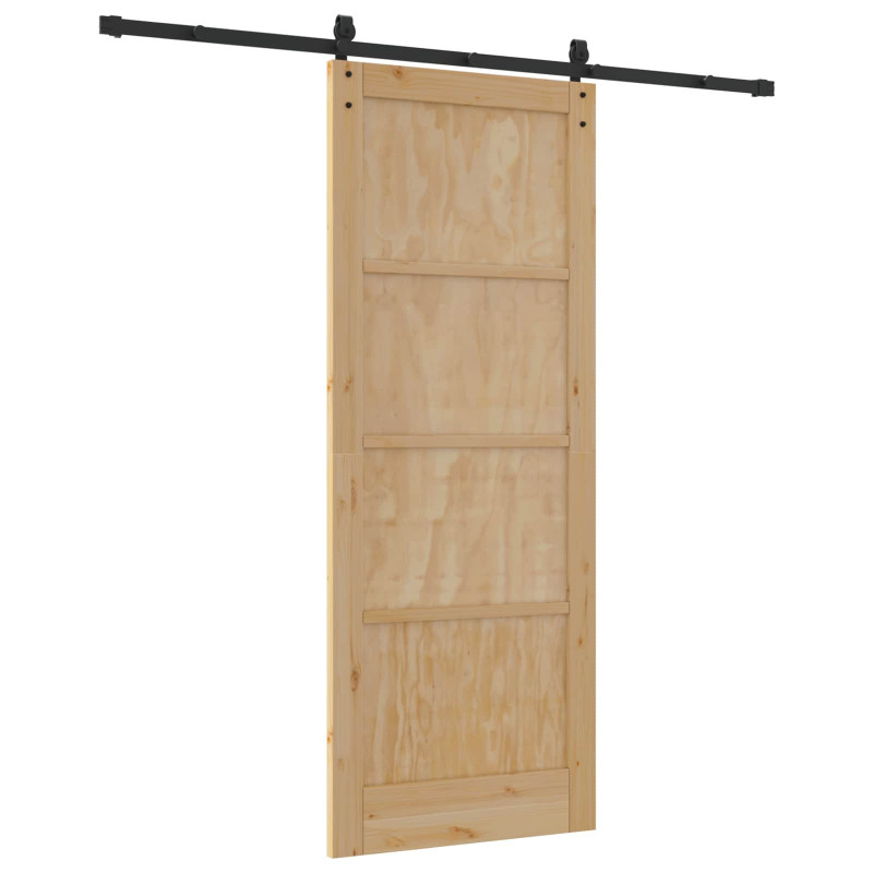 Drzwi przesuwne naturalny 83 x 211 cm Lite drewno sosnowe