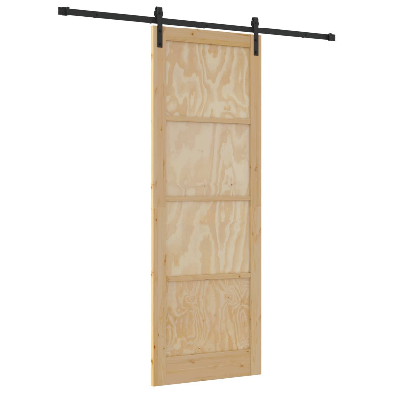 Drzwi przesuwne naturalny 83 x 232 cm Lite drewno sosnowe