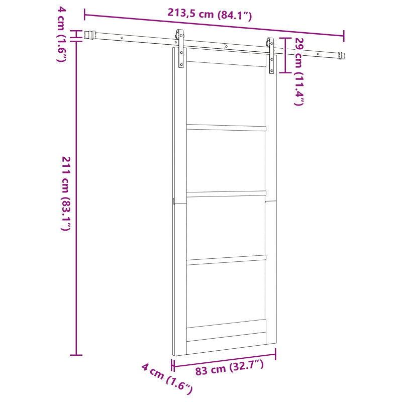 Drzwi przesuwne naturalny 83 x 232 cm Lite drewno sosnowe