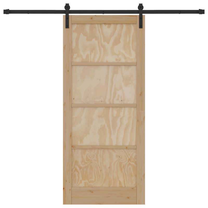 Drzwi przesuwne naturalny 86 x 198,5 cm Lite drewno sosnowe