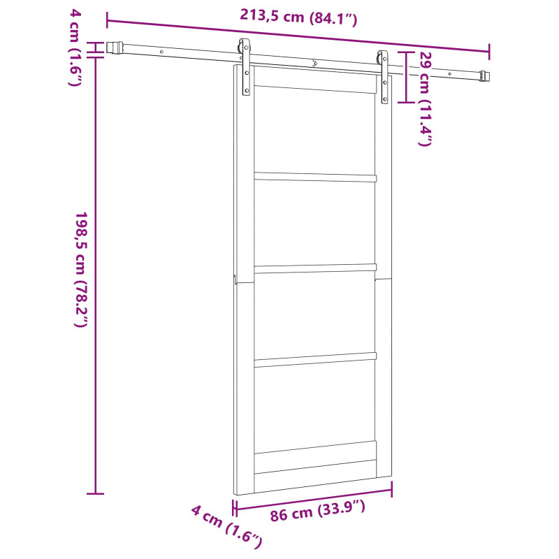 Drzwi przesuwne naturalny 86 x 198,5 cm Lite drewno sosnowe