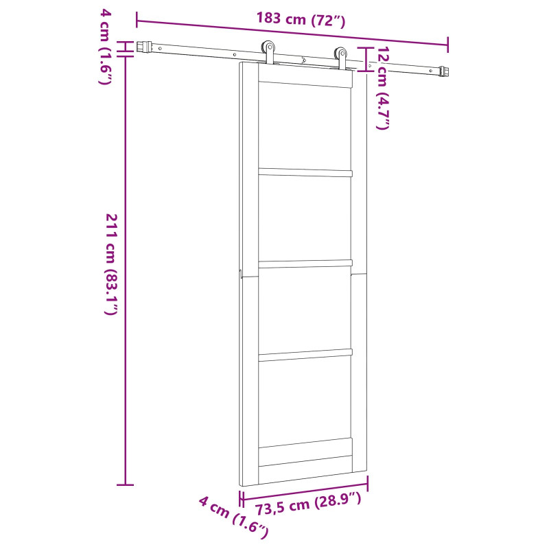 Drzwi przesuwne Naturalny i czarny 73,5 x 211 cm