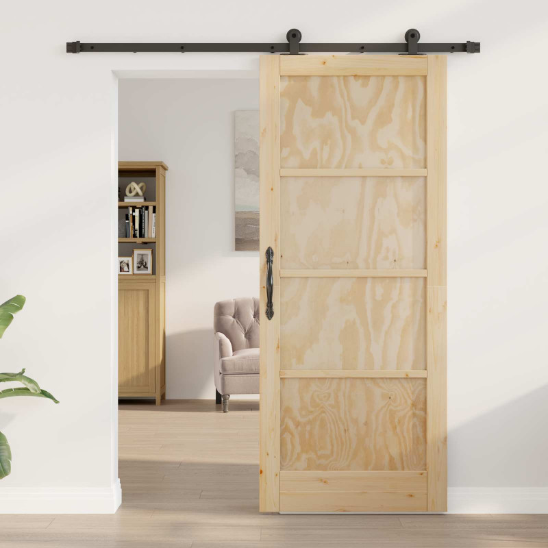 Drzwi przesuwne Naturalny i czarny 83 x 202 cm