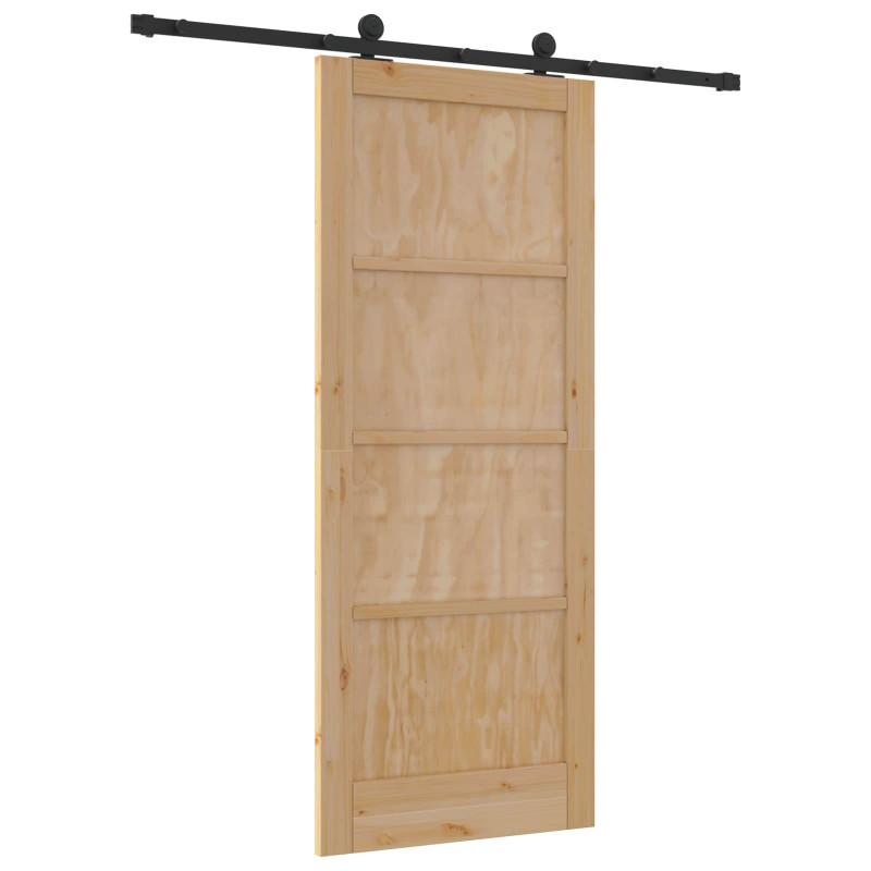 Drzwi przesuwne Naturalny i czarny 83 x 202 cm