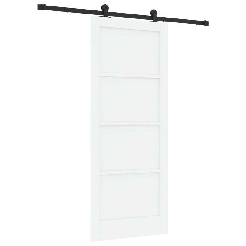 Drzwi przesuwne biały i czarny 83 x 202 cm Lite drewno sosnowe