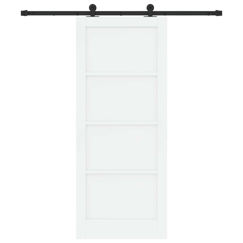 Drzwi przesuwne biały i czarny 83 x 202 cm Lite drewno sosnowe