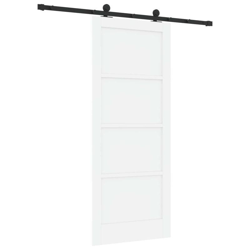Drzwi przesuwne biały i czarny 83 x 202 cm Lite drewno sosnowe