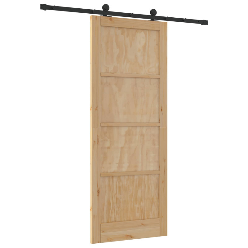 Drzwi przesuwne Naturalny i czarny 83 x 211 cm