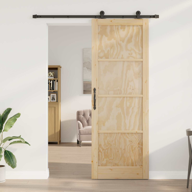 Drzwi przesuwne Naturalny i czarny 83 x 232 cm