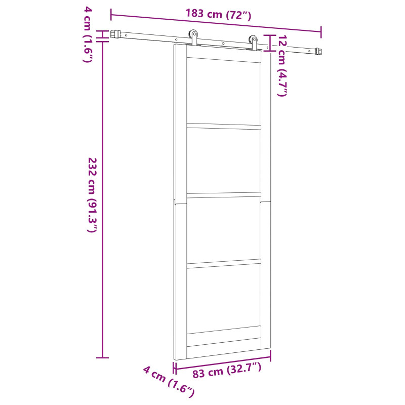 Drzwi przesuwne Naturalny i czarny 83 x 232 cm