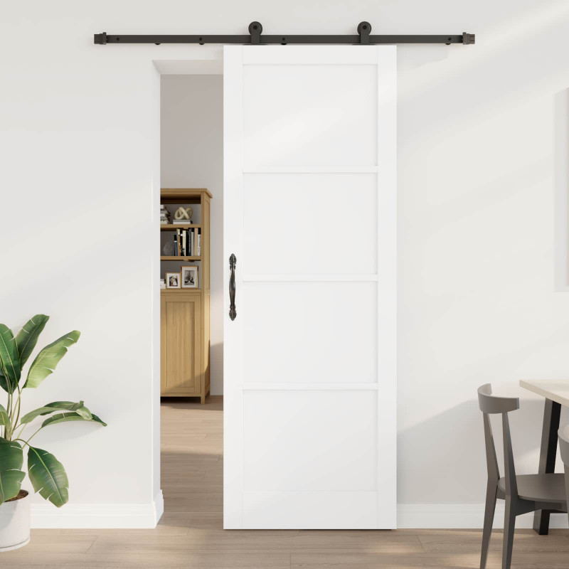 Drzwi przesuwne biały i czarny 83 x 232 cm Lite drewno sosnowe