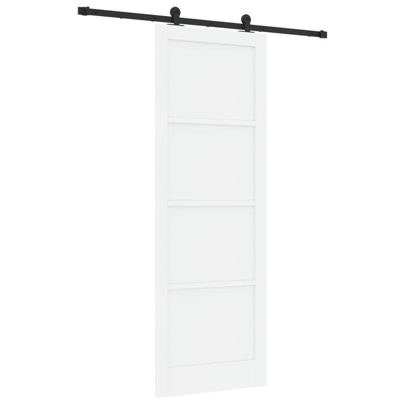 Drzwi przesuwne biały i czarny 83 x 232 cm Lite drewno sosnowe