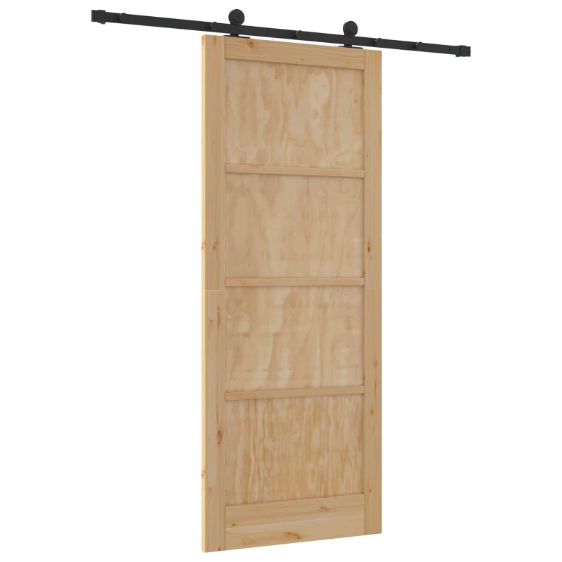 Drzwi przesuwne Naturalny i czarny 86 x 211 cm