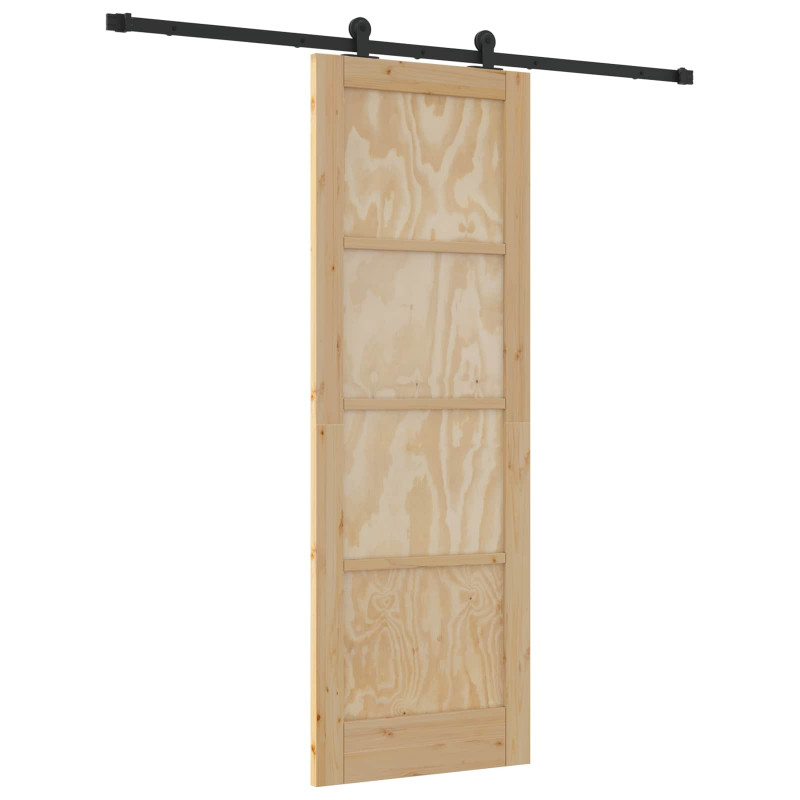 Drzwi przesuwne Naturalny i czarny 73,5 x 211 cm