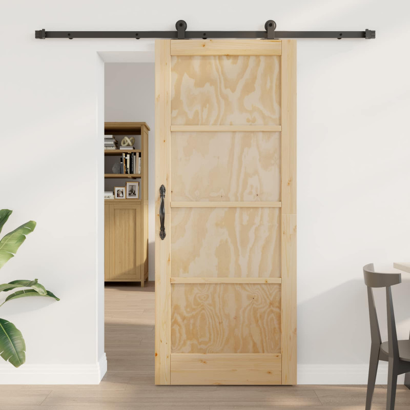 Drzwi przesuwne Naturalny i czarny 83 x 202 cm