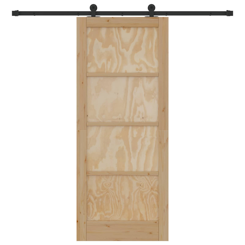 Drzwi przesuwne Naturalny i czarny 83 x 202 cm