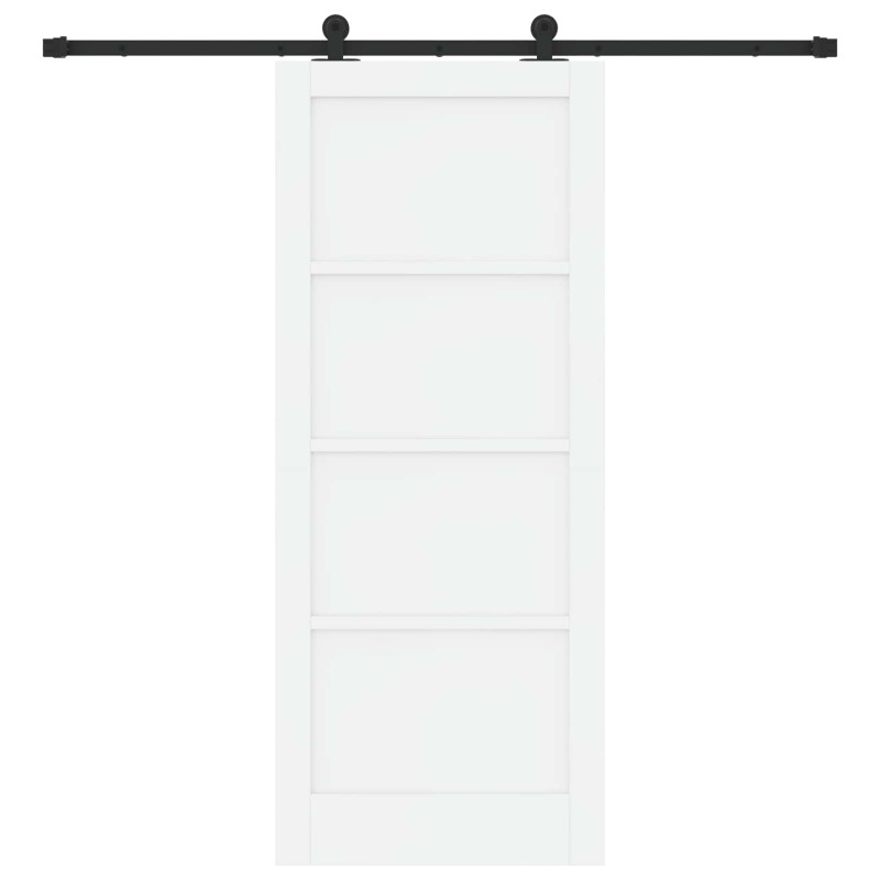 Drzwi przesuwne biały i czarny 83 x 202 cm Lite drewno sosnowe
