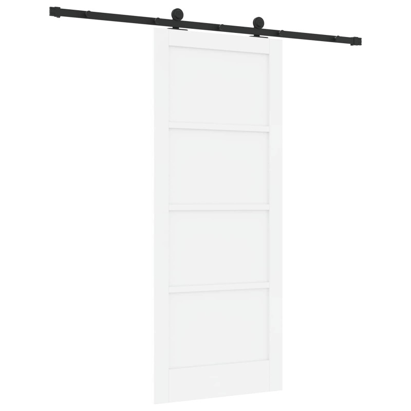 Drzwi przesuwne biały i czarny 83 x 202 cm Lite drewno sosnowe