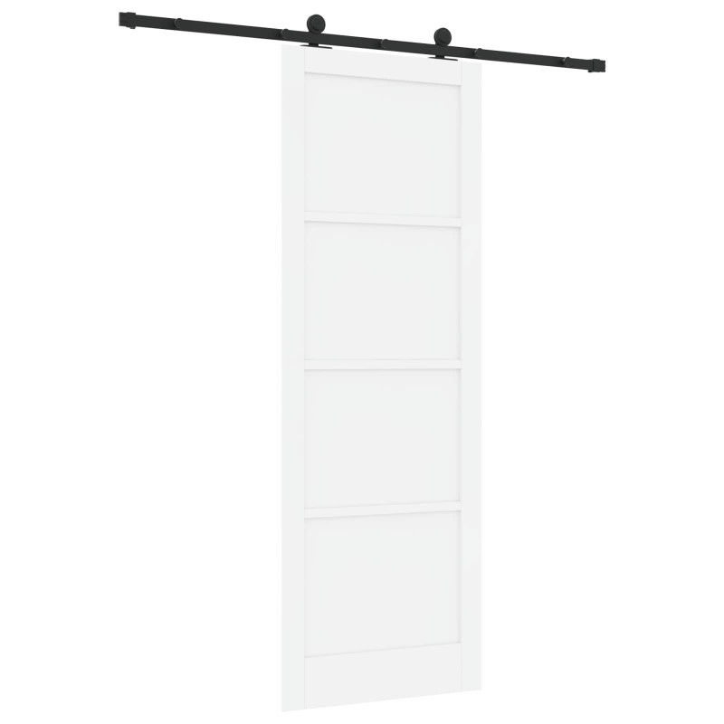 Drzwi przesuwne biały i czarny 83 x 232 cm Lite drewno sosnowe