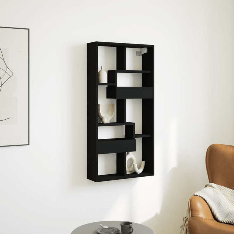 Szafka wisząca, czarna, 50x15x100 cm, materiał drewnopochodny
