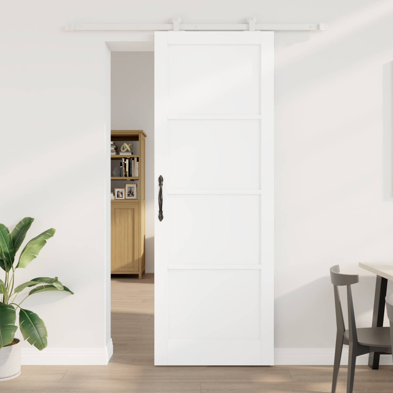 Drzwi przesuwne Biały 83 x 232 cm Lite drewno sosnowe