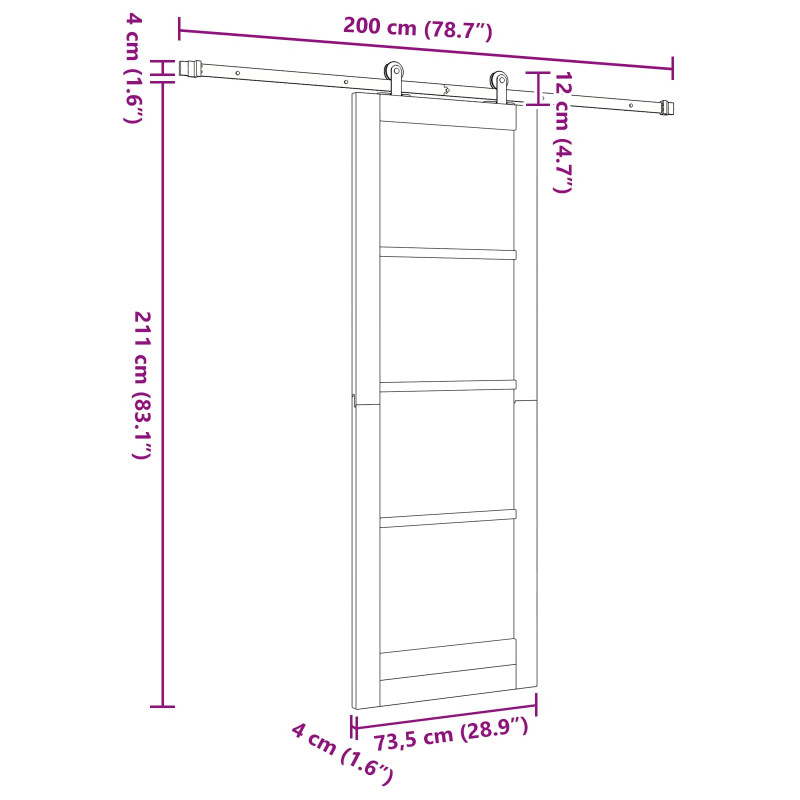 Drzwi przesuwne Naturalne i białe 73,5 x 211 cm