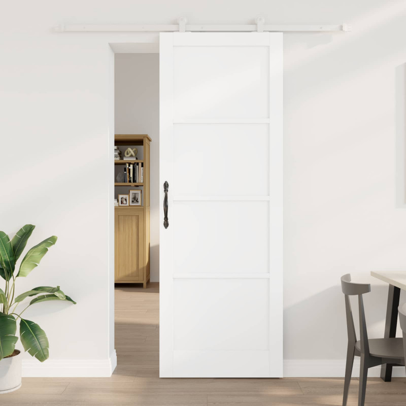 Drzwi przesuwne Biały 83 x 232 cm Lite drewno sosnowe