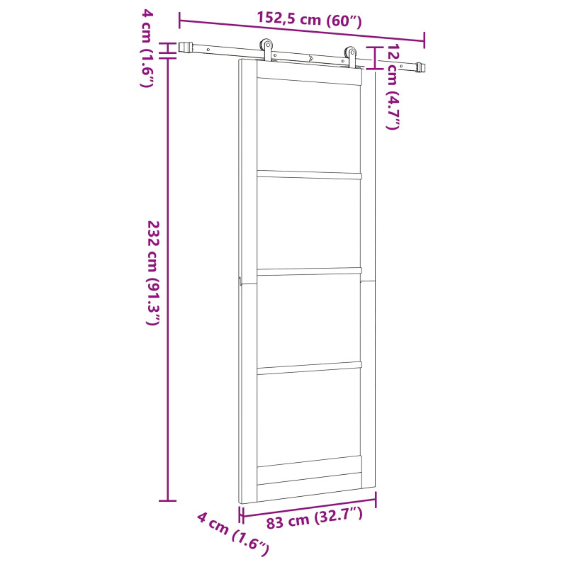 Drzwi przesuwne ORKDAL Biały 83 x 232 cm Lite drewno sosnowe