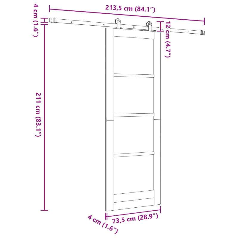 Drzwi przesuwne ORKDAL naturalny 73,5 x 211 cm