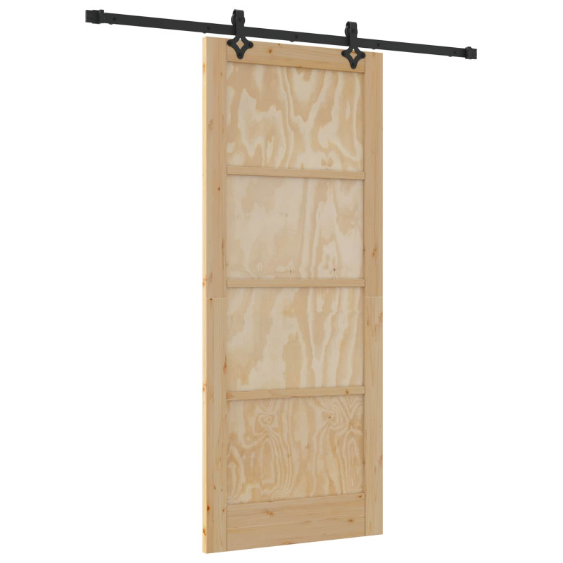 Drzwi przesuwne Naturalny i czarny 83 x 202 cm