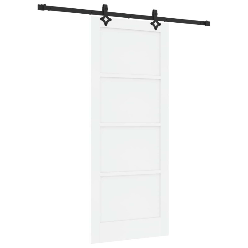 Drzwi przesuwne biały i czarny 83 x 202 cm Lite drewno sosnowe
