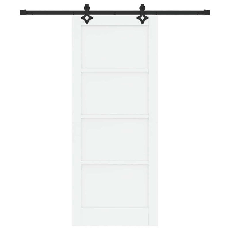 Drzwi przesuwne biały i czarny 83 x 202 cm Lite drewno sosnowe