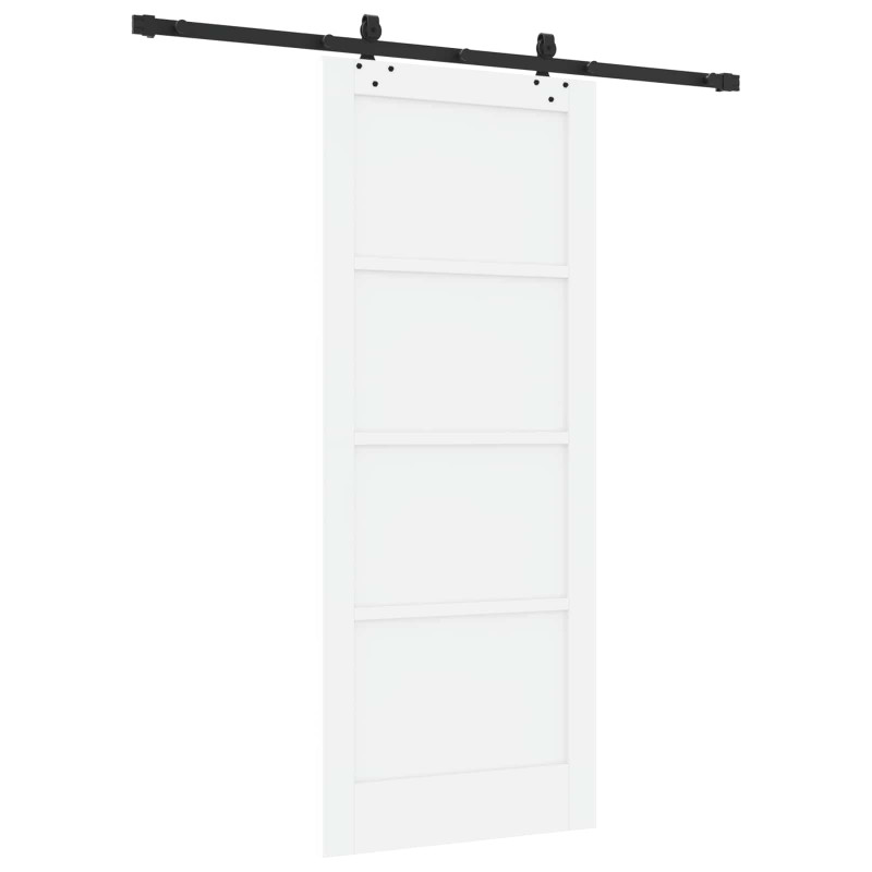 Drzwi przesuwne biały i czarny 83 x 202 cm Lite drewno sosnowe