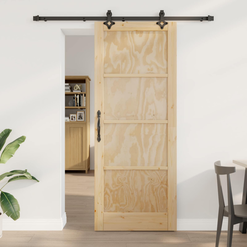 Drzwi przesuwne Naturalny i czarny 83 x 211 cm