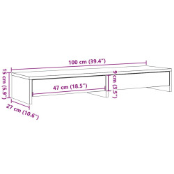 Podstawka pod monitor, z szufladami, czarna, 100x27x15 cm