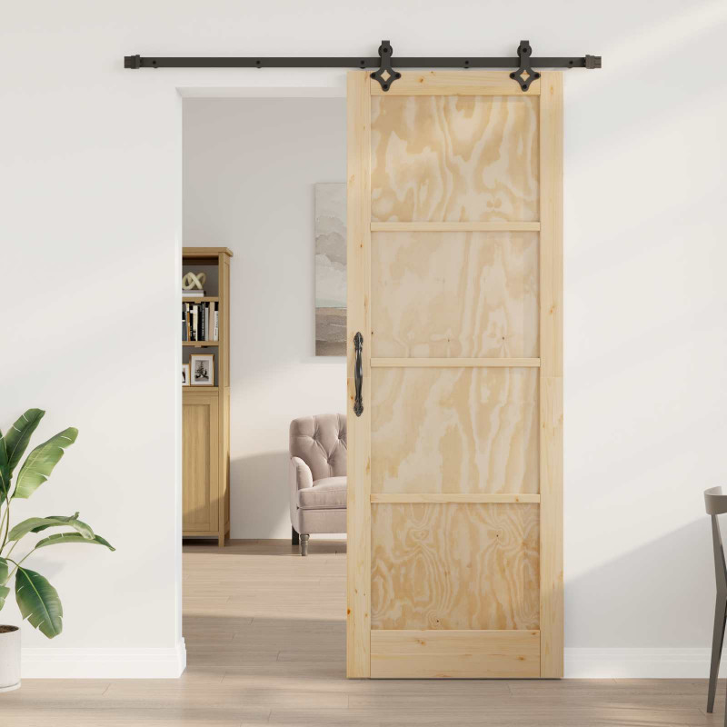 Drzwi przesuwne Naturalny i czarny 83 x 232 cm