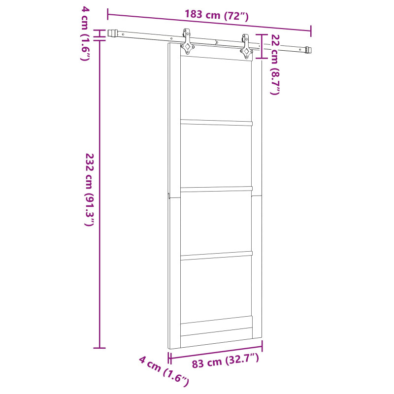 Drzwi przesuwne Naturalny i czarny 83 x 232 cm