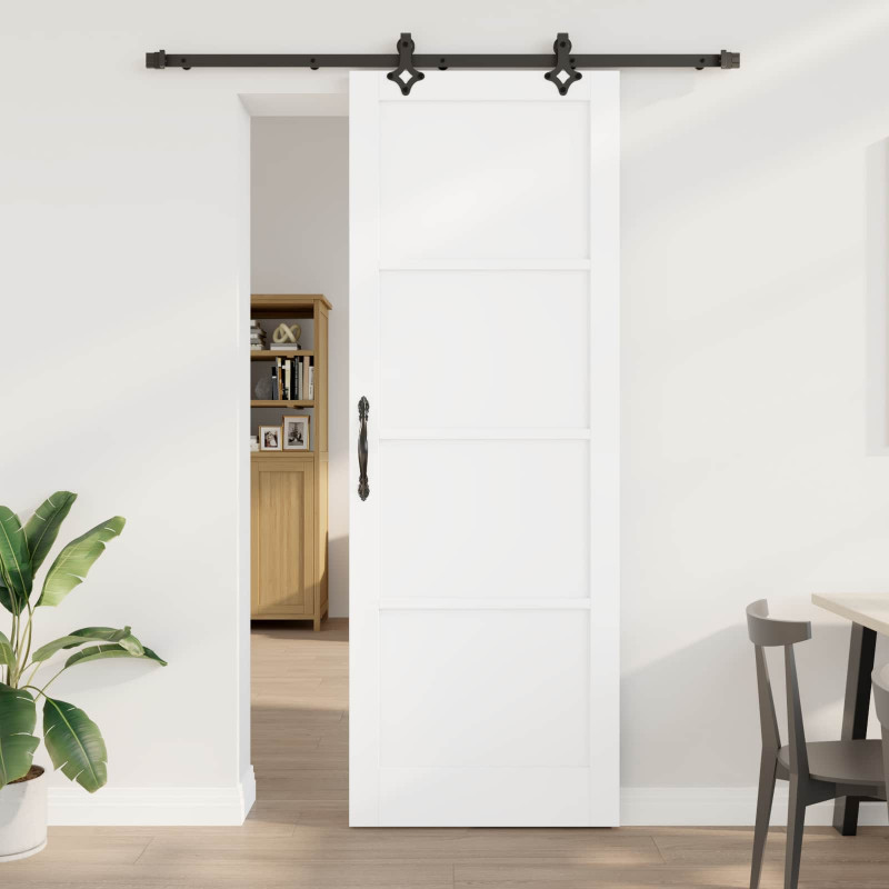 Drzwi przesuwne biały i czarny 83 x 232 cm Lite drewno sosnowe