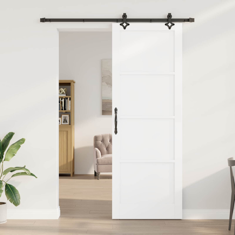 Drzwi przesuwne biały i czarny 83 x 232 cm Lite drewno sosnowe