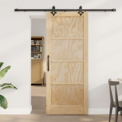 Drzwi przesuwne Naturalny i czarny 83 x 202 cm