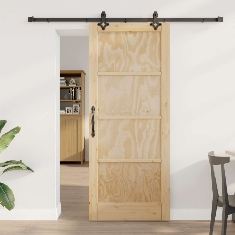 Drzwi przesuwne Naturalny i czarny 83 x 202 cm